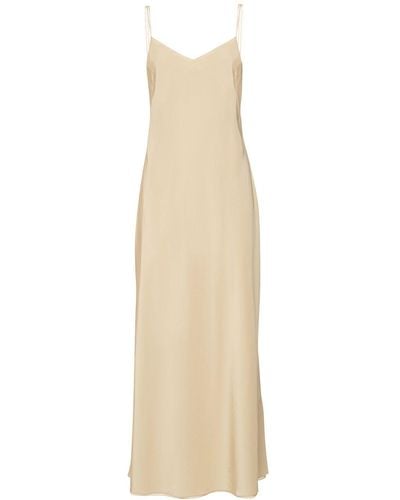 The Row Clarabella Silk Blend Satin Slip Dress - Natural