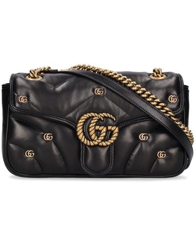 Gucci Small gg Marmont Leather Shoulder Bag - Black