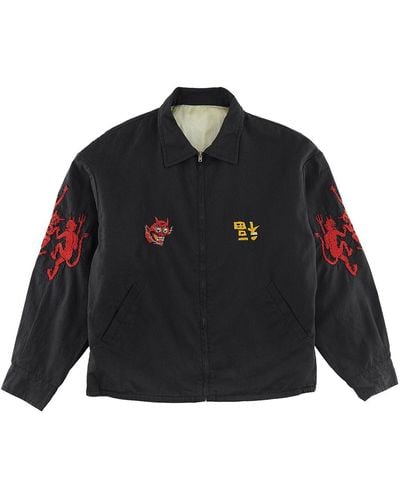Saint Michael Cotton Jacket W/All Over Embroidery - Black