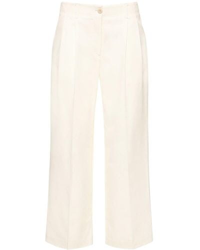 Totême Relaxed Twill Cotton Pants - White