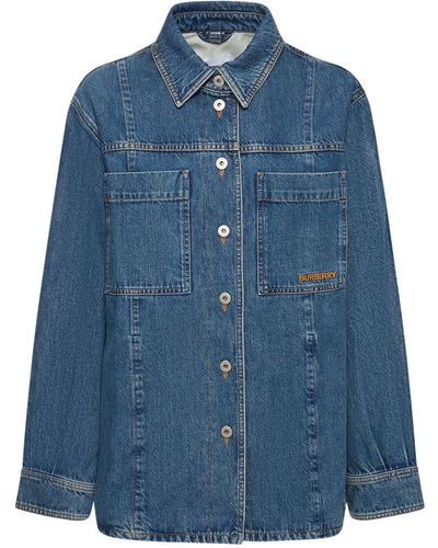 Burberry Camisa oversize de denim de algodón - Azul
