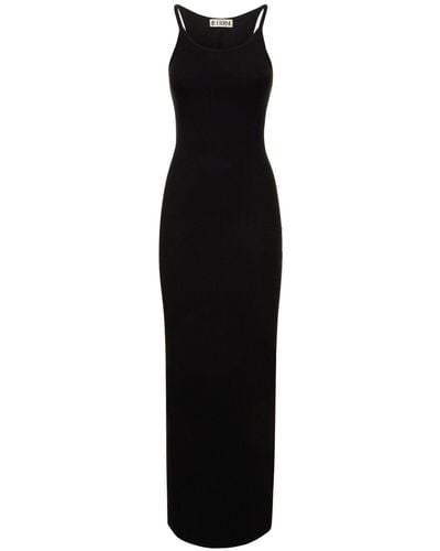 ÉTERNE Cotton Blend Long Tank Dress - Black