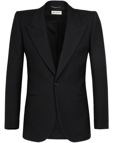 Saint Laurent Gabardine Wool Blazer Jacket - Black