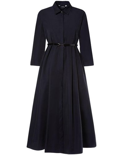 Max Mara Emilia Cotton Blend Midi Shirt Dress - Blue