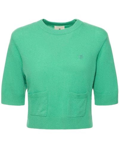 THE GARMENT Como Logo Wool Blend T-Shirt - Green