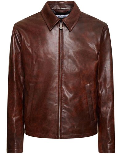 Acne Studios Chaqueta de piel vintage - Marrón