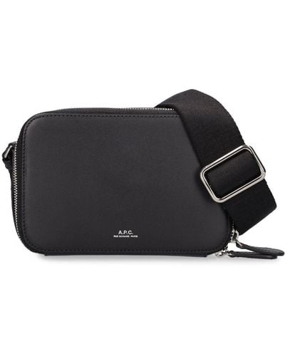 A.P.C. Logo Leather Camera Bag - Black