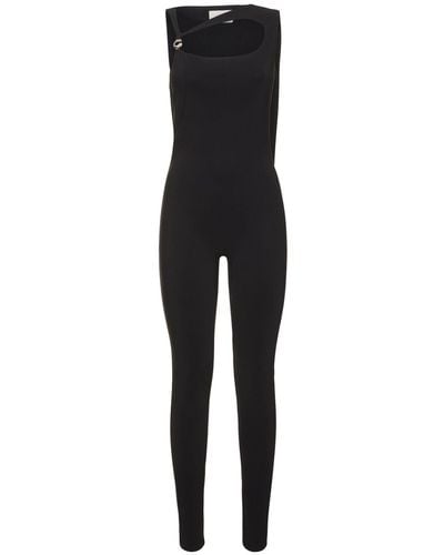 Coperni Cape Cut Out Stretch Jersey Jumpsuit - Black