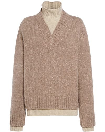 Bottega Veneta Double Layer Wool Sweater - Brown