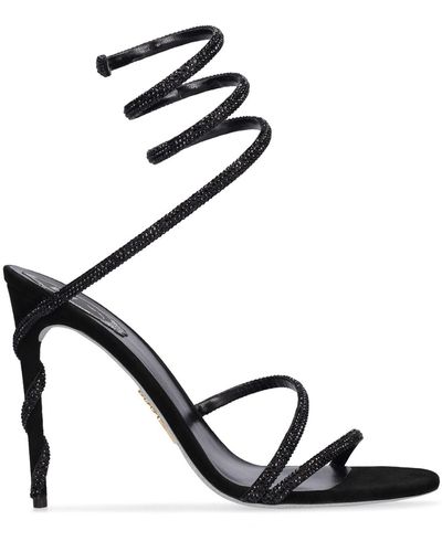 Rene Caovilla 105Mm Margot Satin & Crystal Sandals - Black