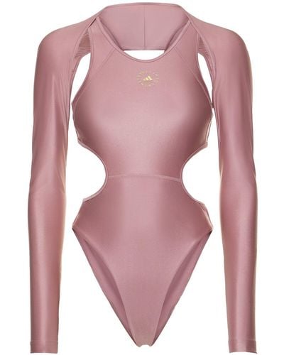 adidas By Stella McCartney Shiny 2-in-1 Leotard Bodysuit - Pink