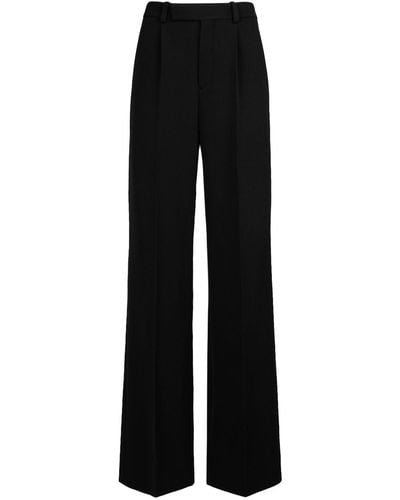 Saint Laurent Wool Grain De Poudre Pants - Black