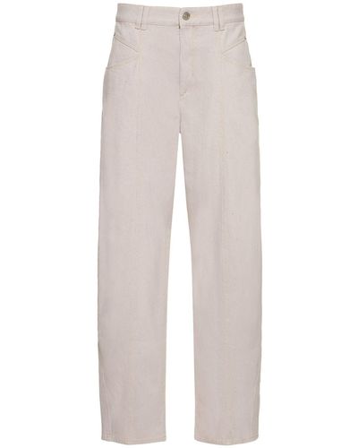 Isabel Marant Vetan Cotton Denim Straight Trousers - White