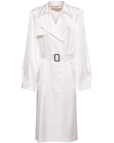 Alexandre Vauthier Belted Satin Trench Coat - White
