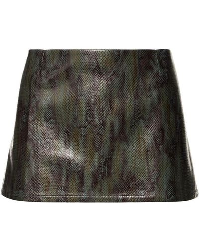 Miaou Fig Faux Leather Printed Mini Skirt - Black