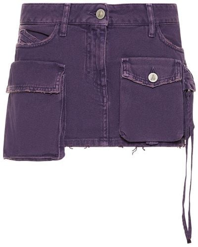 The Attico Fay Denim Cargo Mini Skirt - Purple