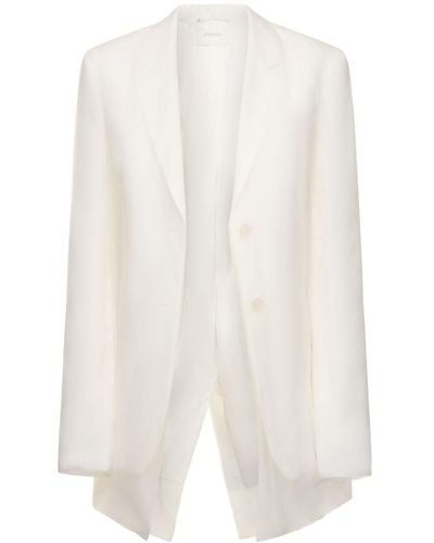 Sportmax Acacia1234 Cotton & Linen Blazer - White
