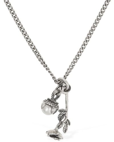 Emanuele Bicocchi Large Rose & Pearl Pendant Necklace - Metallic