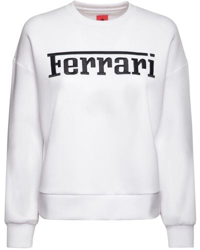 Ferrari Logo Recycled Jersey Sweatshirt - White
