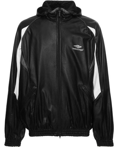 Balenciaga Leather Track Jacket - Black