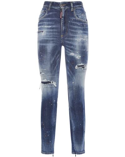 DSquared² Skinny-jeans Mit Rissen "twiggy" - Blau