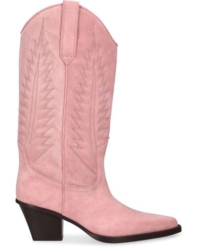 Paris Texas Rosario Embroidered Suede Western Boots - Pink