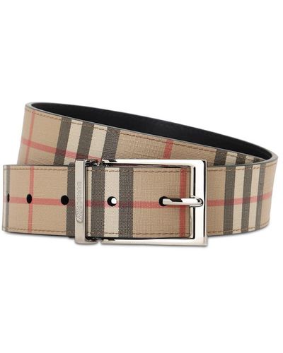 Burberry 3.5cm Check Faux Leather Belt - White