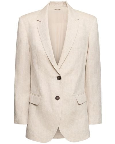 Brunello Cucinelli Single Breast Linen Jacket - Natural