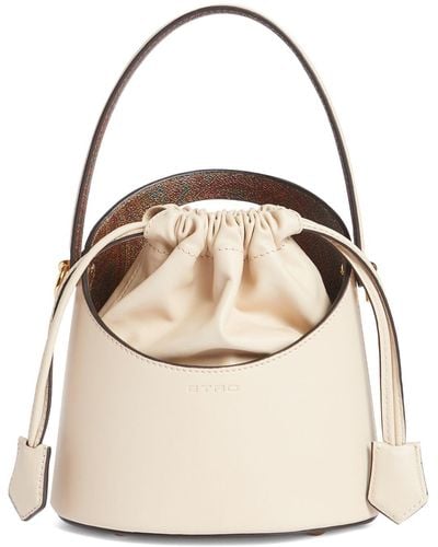 Etro Small Saturno Leather Top Handle Bag - Natural