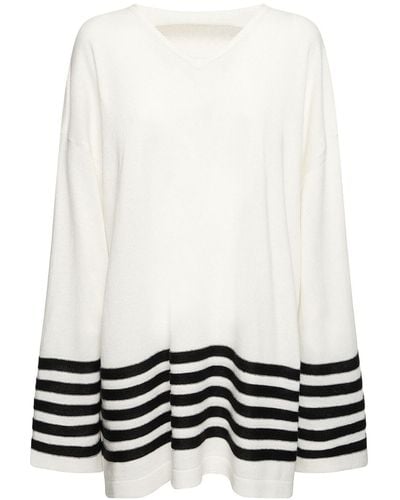 Yohji Yamamoto Oversized Striped Jersey Sweater - White