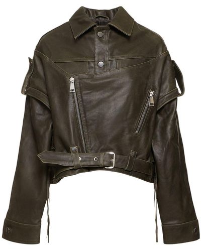 Manokhi Vintage Oversize Leather Jacket - Multicolour