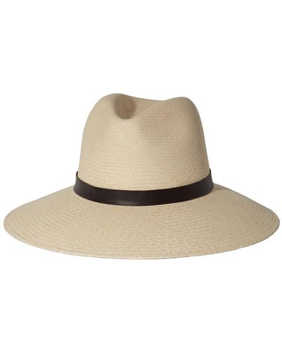 Janessa Leone Gloria Straw Fedora Hat - Natural