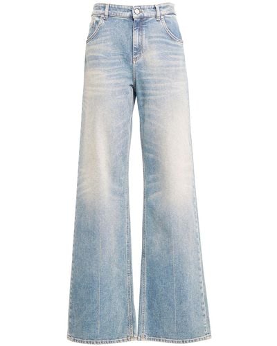 Blumarine Denim Medium Waist Wide Leg Jeans - Blue