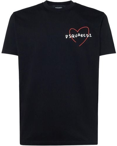 DSquared² Logo Printed Cotton Jersey T-Shirt - Black