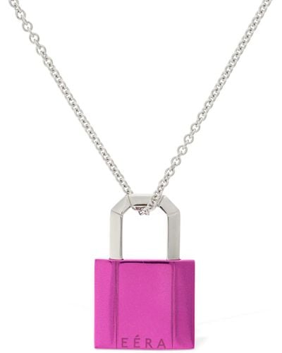 Eera Lock 18kt Gold Necklace - Pink