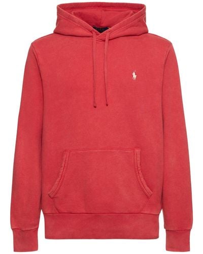 Polo Ralph Lauren Sweat-shirt en coton à capuche à logo - Rouge