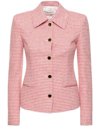 Alessandra Rich Sequined Tweed Single Breast Jacket - Pink
