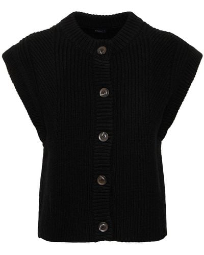 Soeur Amore Buttoned Wool Vest - Black