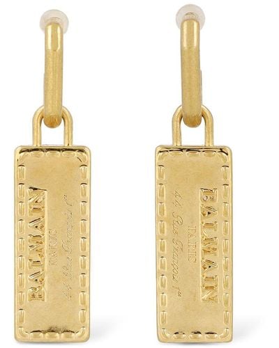 Balmain Signature Tubular Brass Earrings - Metallic