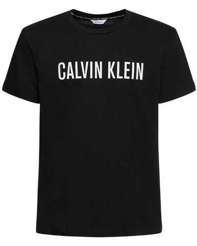 Calvin Klein Camiseta de algodón con logo estampado - Negro