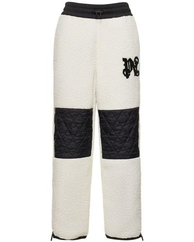 Palm Angels Pantalon de ski en laine mélangée à monogramme - Blanc