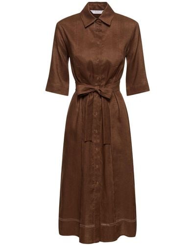 Max Mara Nocino Linen Shirt Dress - Brown