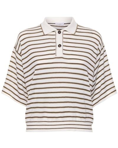 Brunello Cucinelli Wool Knit Short Sleeve Polo Sweater - Gray