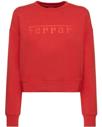 Ferrari Scuba Logo Viscose Crewneck Sweatshirt - Red