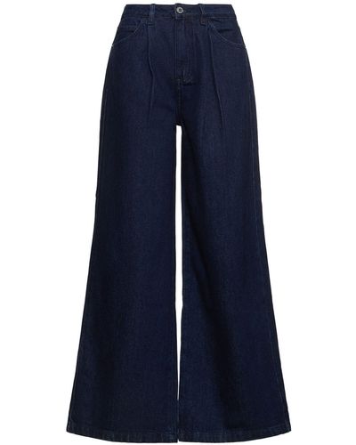WeWoreWhat High Rise Pleated Cotton Jeans - Blue