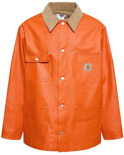 Junya Watanabe Jacke Aus Baumwollmischung Mit Logo "carhartt" - Orange