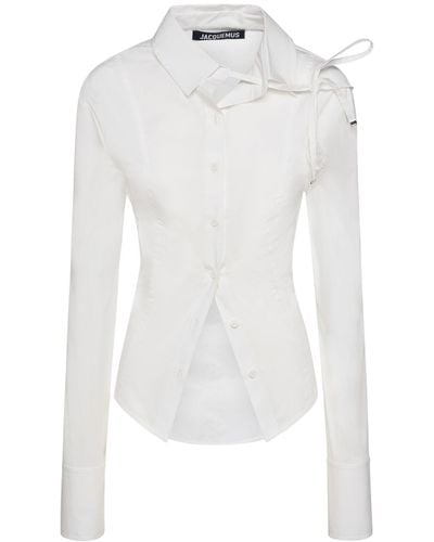 Jacquemus Camicia la chemise ruban in cotone con lacci - Bianco