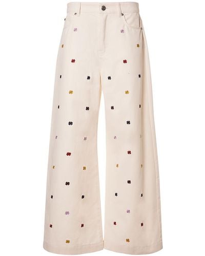 Weekend by Maxmara oggeri Embroidered Denim Wide Jeans - Natural