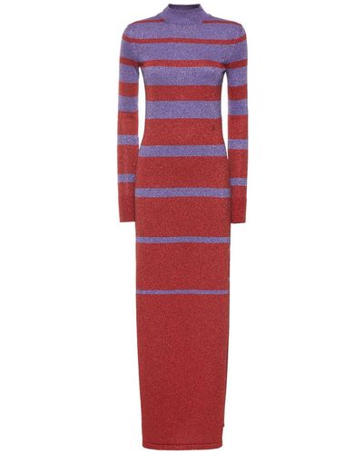 Rabanne Striped Knit Lurex Long Dress - Rot