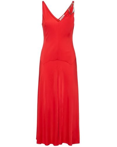 Lanvin Embellished Satin Midi Dress - Red